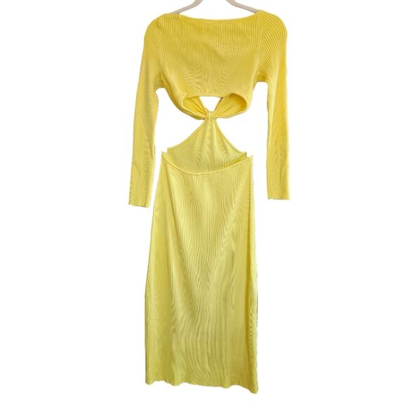 Cult Gaia Enzo‎ Strappy Cutout Knit Maxi Dress Size Large Ribbed Yellow - Picture 12 of 15